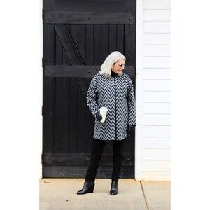 Talbots Women's Wool Blend Jacket Coat Black Gray Lagom Mature Minimalist Size M